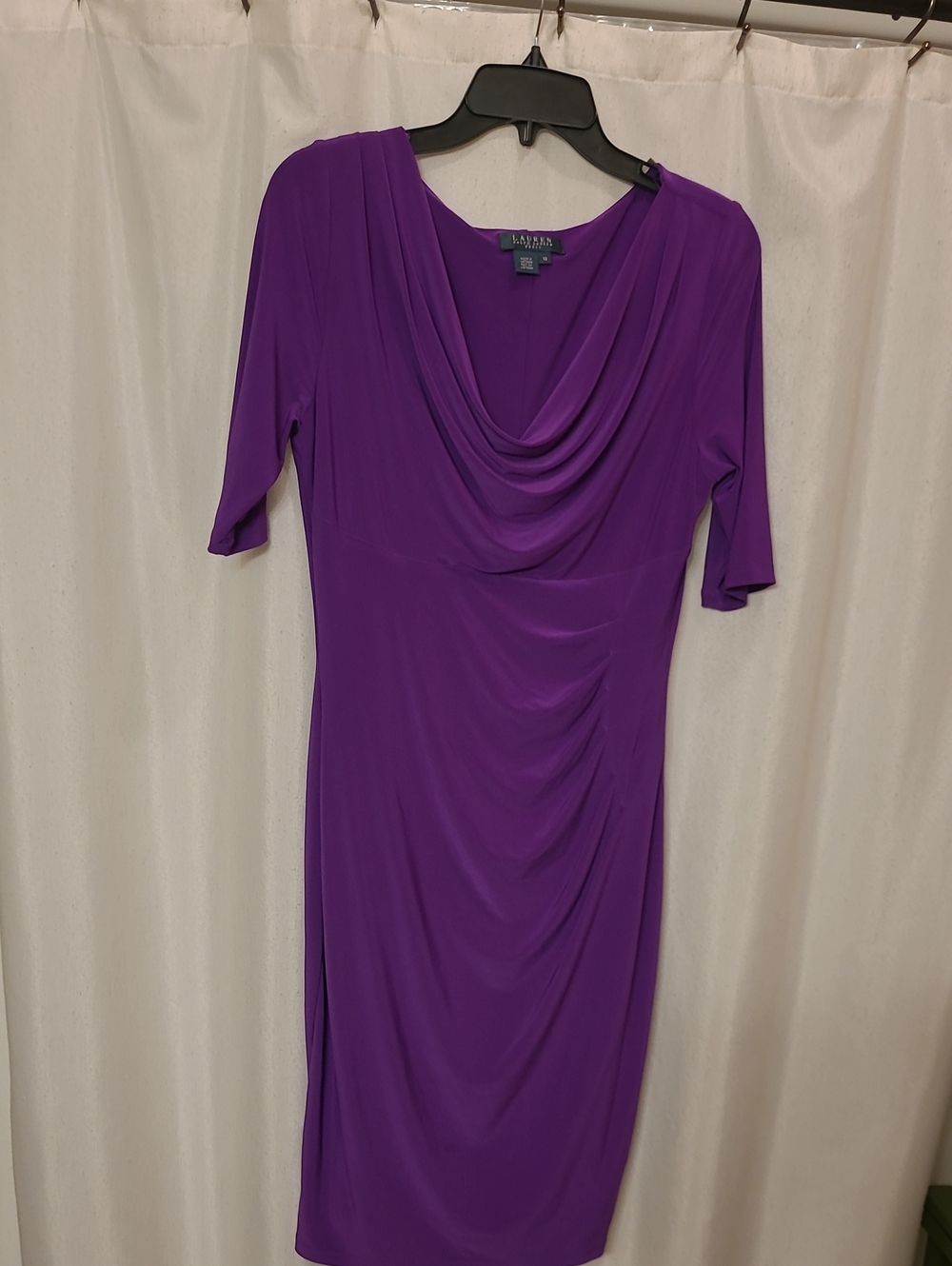 Ralph Lauren Violet Draped Cowl-Neck Midi Dress